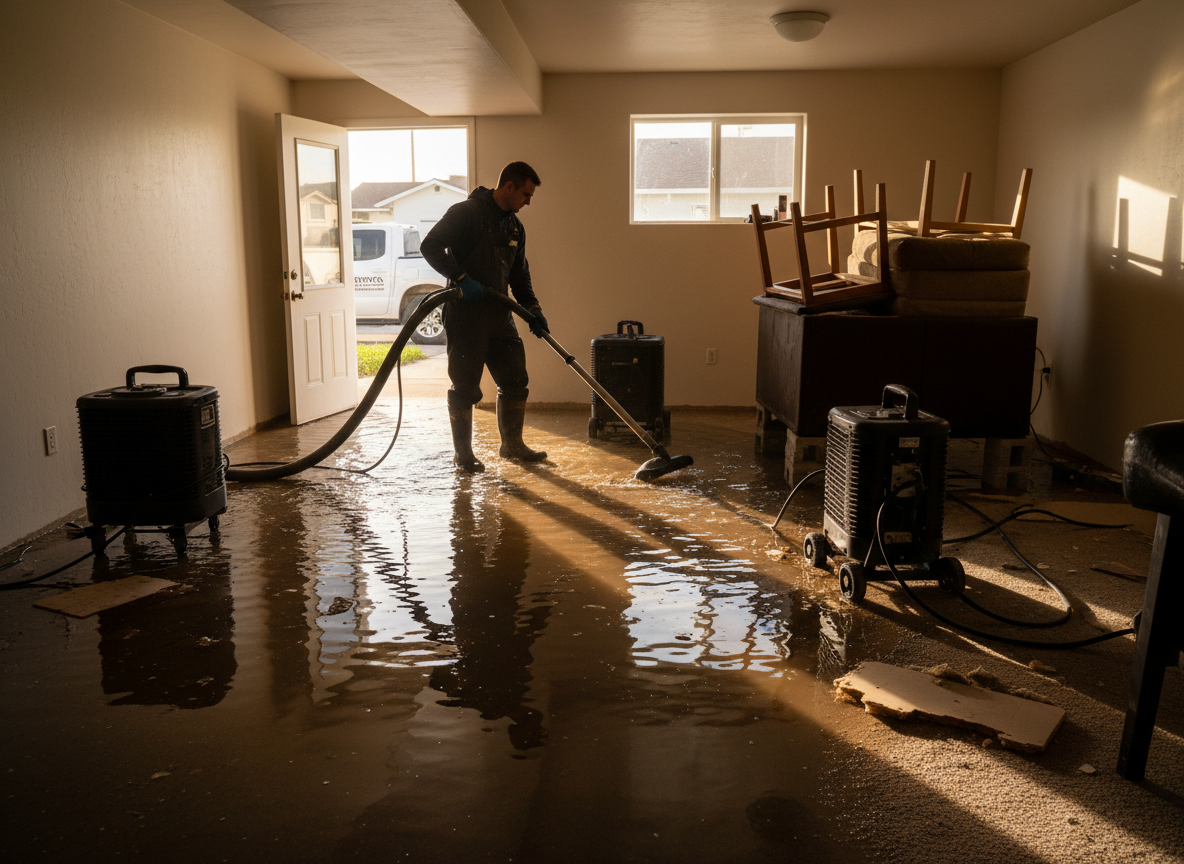 Basement flood cleanup in Sunset Beach