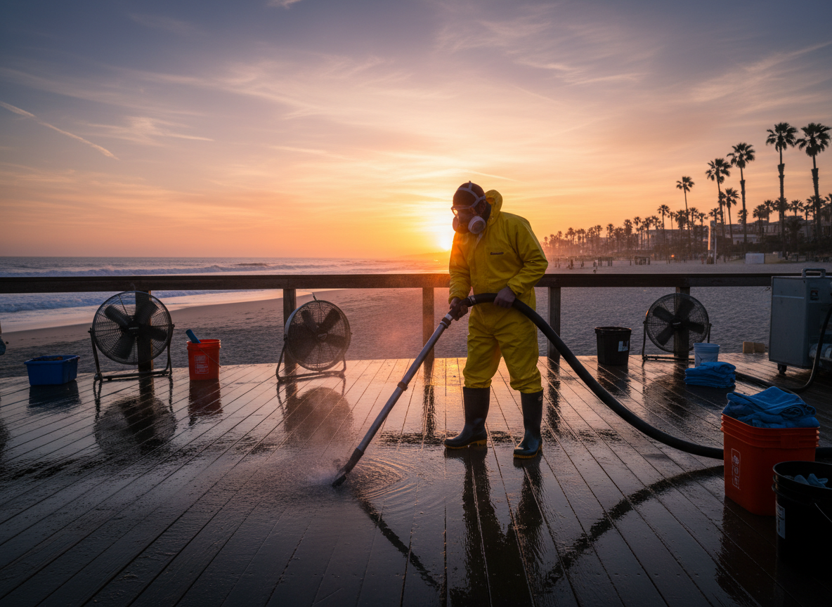 Emergency water cleanup in Sunset Beach