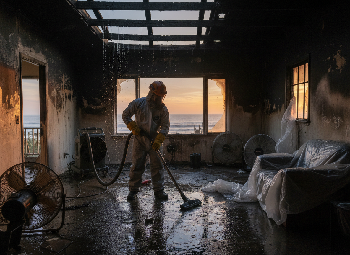 Water damage remediation after fire in Sunset Beach